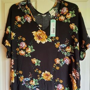 Black Floral Tee